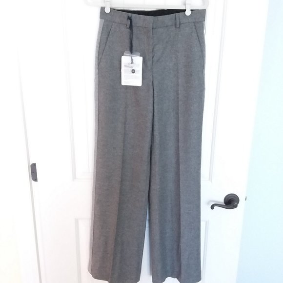 NWT Moncler Wide Leg Gray Tuxedo Stripe Wool/Cashmere Pants Size 6 - Picture 1 of 14